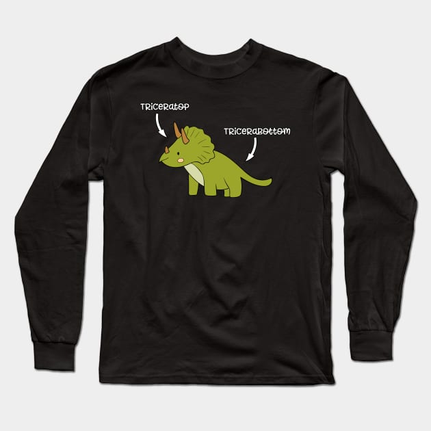 Triceratops Tricerabottom Dinosaur Funny Long Sleeve T-Shirt by underheaven